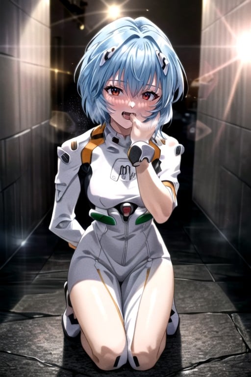 Embarrassed , Ayanami Rei (evangelion), Thumb In Mouth AI Porn