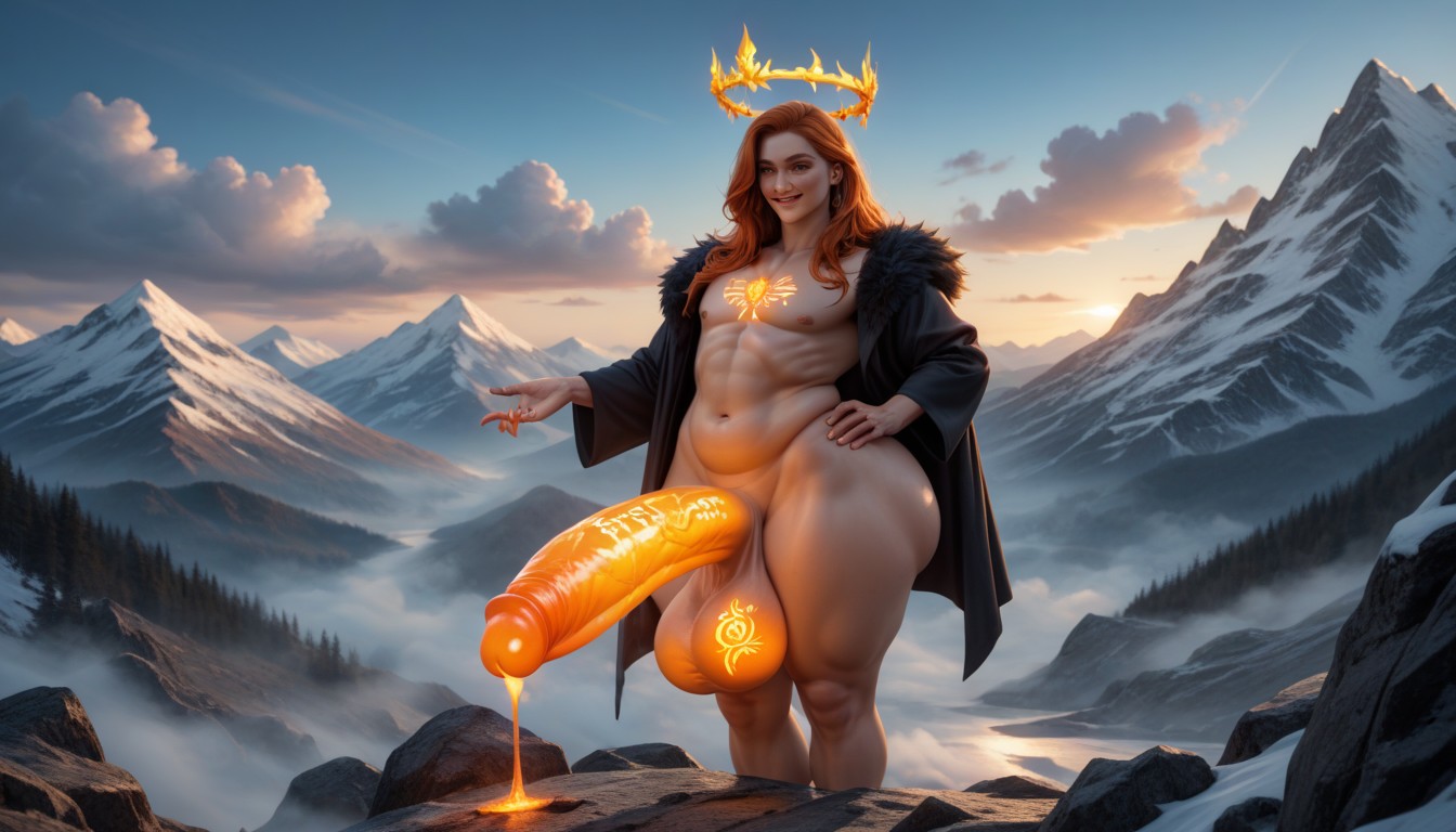 Glowing Body, Gigantic Balls, Giant AI Gay Porn