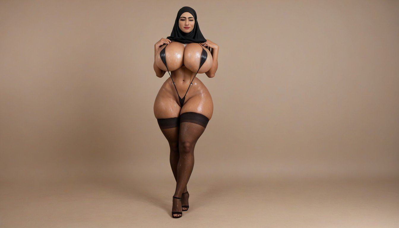 Cameltoe, Sexy Pose, Natural Curvy Thick Hourglass Figure Body Pornografia de IA