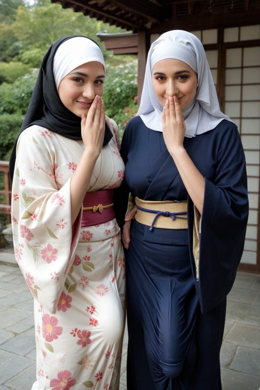 Stroking Bulge, Closed Kimono, K Shemale AI Porn
