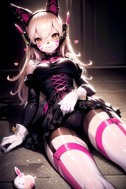 Elegant Gloves, Colored Lipstick, Heart Eyes Blond Hair With Pink TipsPorno IA Hentai