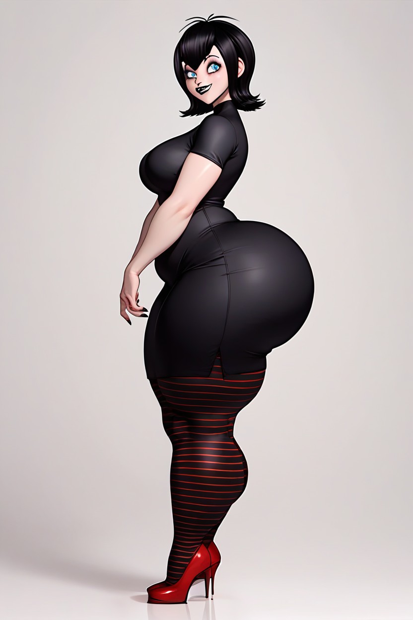 Extremely Bottom Heavy, Black Dress, Extremely Large Ass AI Porn