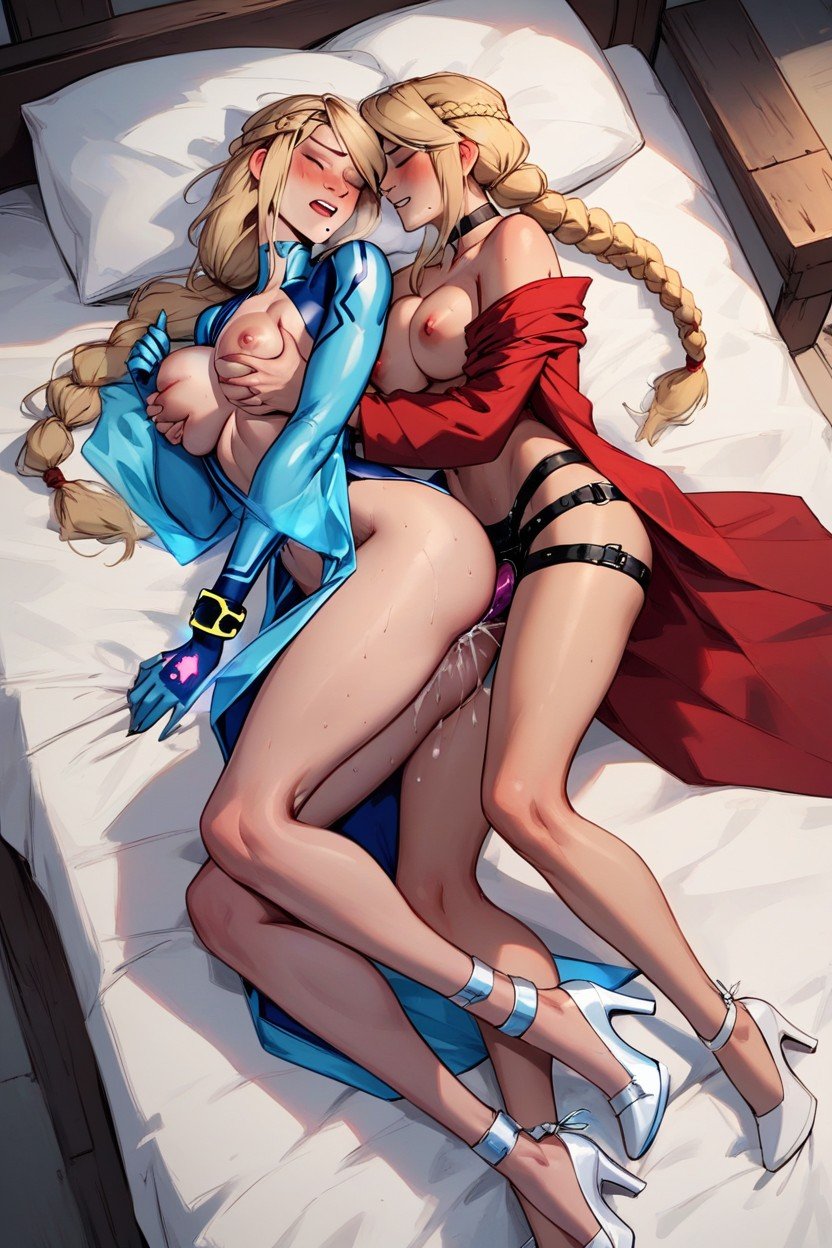 Zero Suit Samus, Strap On Lesbian, Agarrándose Las TetasPorno AI