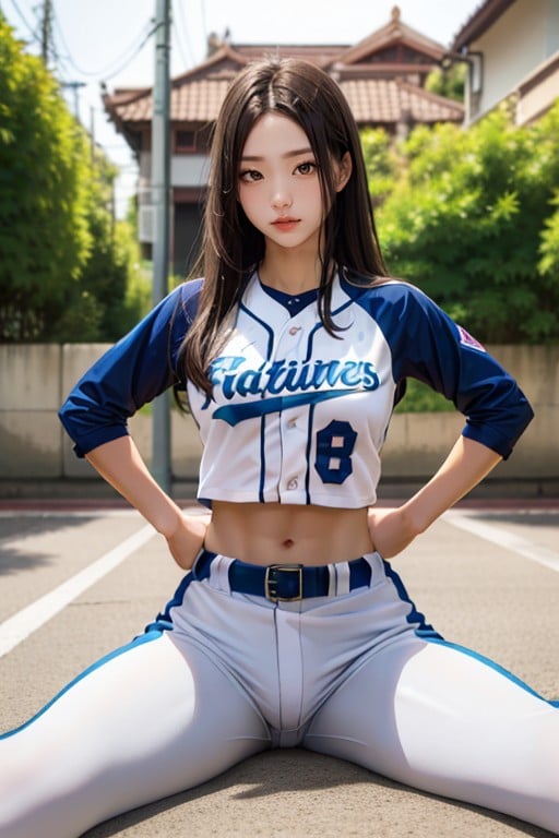 Asian Village, Hands On Hips, Baseball Uniform AI Porn