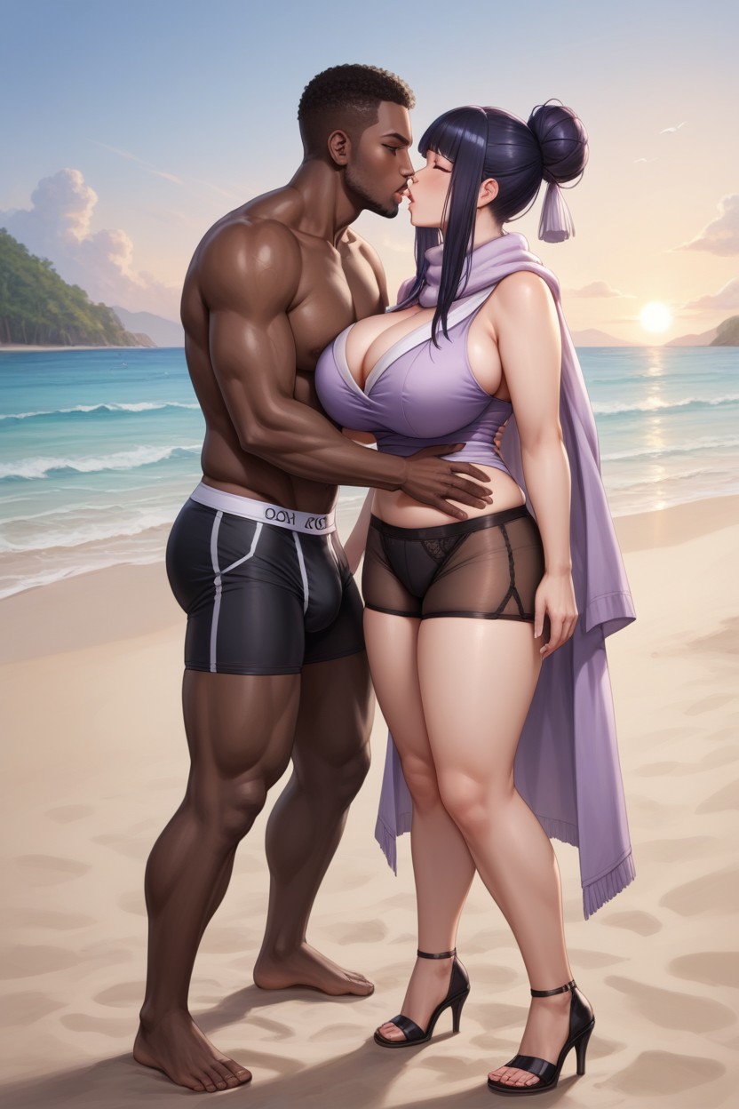 Fat Male, Huge Black Cock, Dark African Man Wear Fancy Boxer Briefs Hentai AI Porn