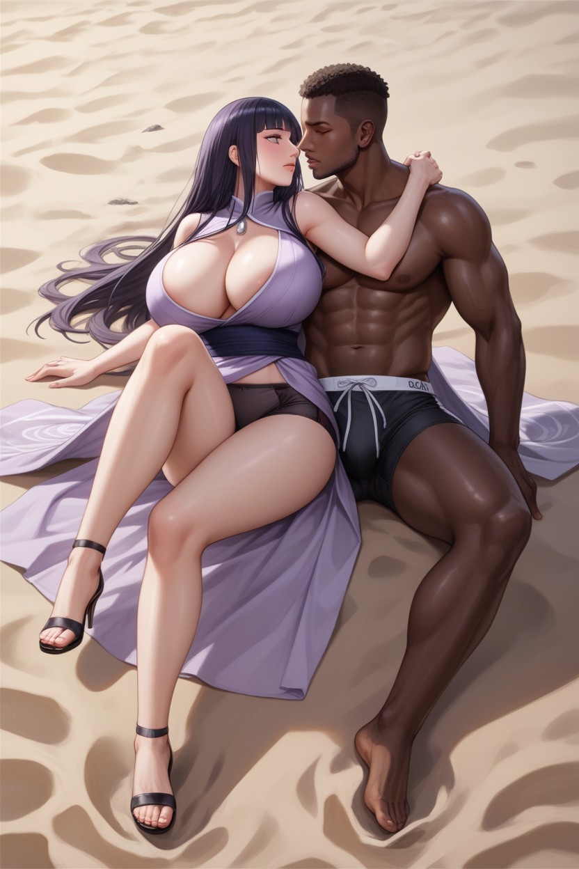 Paired With Black Shorts Over The Tunic, Female Pale Skin, Interracial Hentai AI Porn