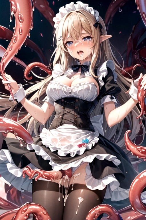 Cum Explosion Overflow, With A Pained Look, Cry And Shout Wet TentaclesPorno IA Hentai