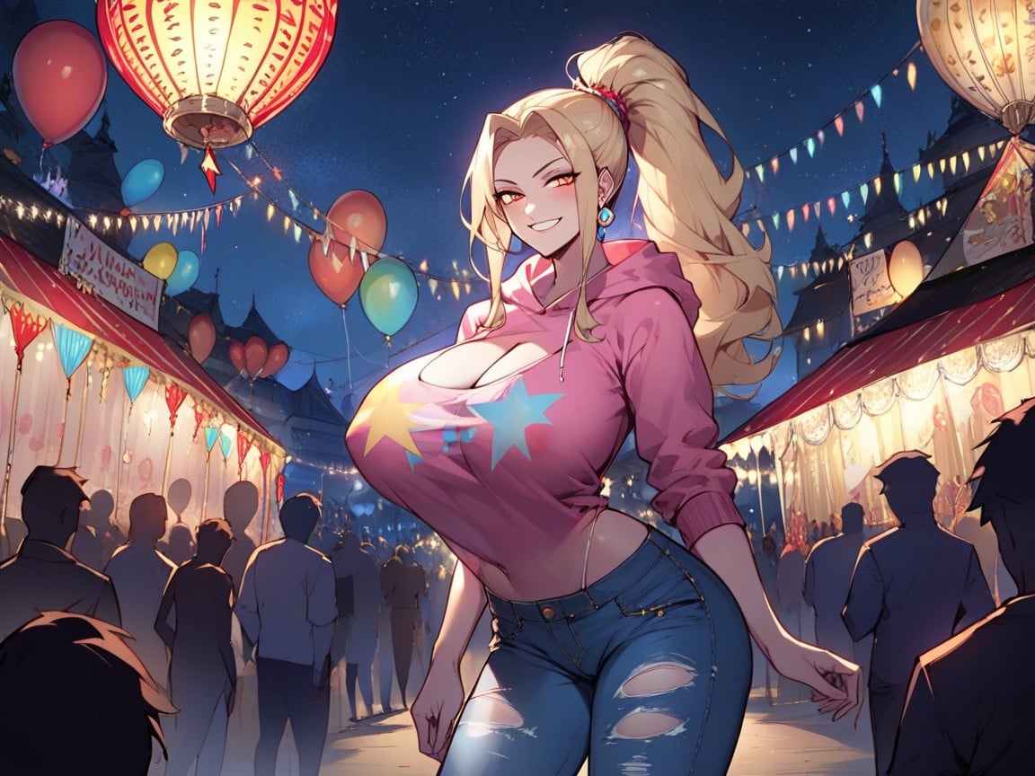 Night Time, Noche, Crowd Of People In BackgroundPorno AI