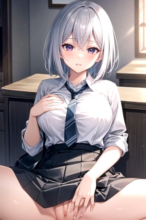 Masturbation, French, School Uniform Hentai AI Porn