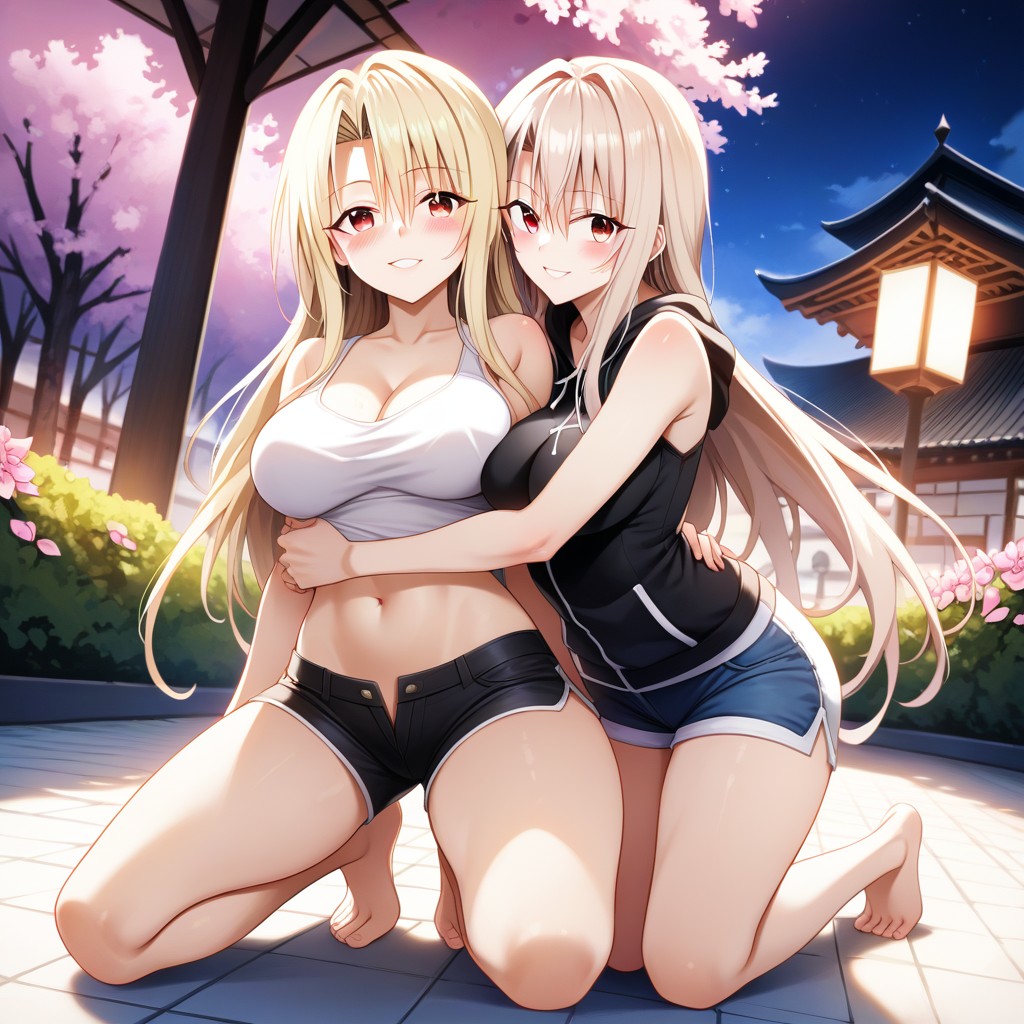 Grinning, Hoodie, Front View Hentai AI Porn