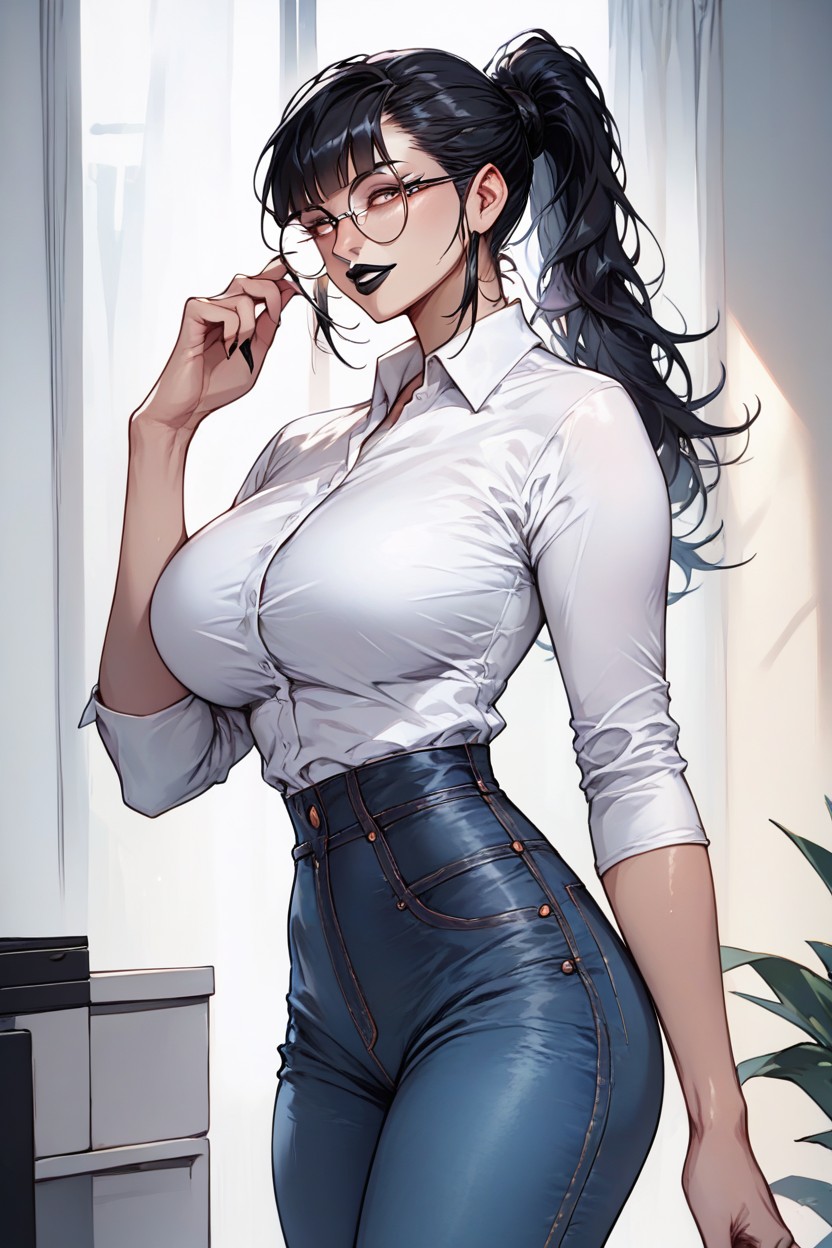 Girl, Tight Jeans, 馬尾辮AI黃漫