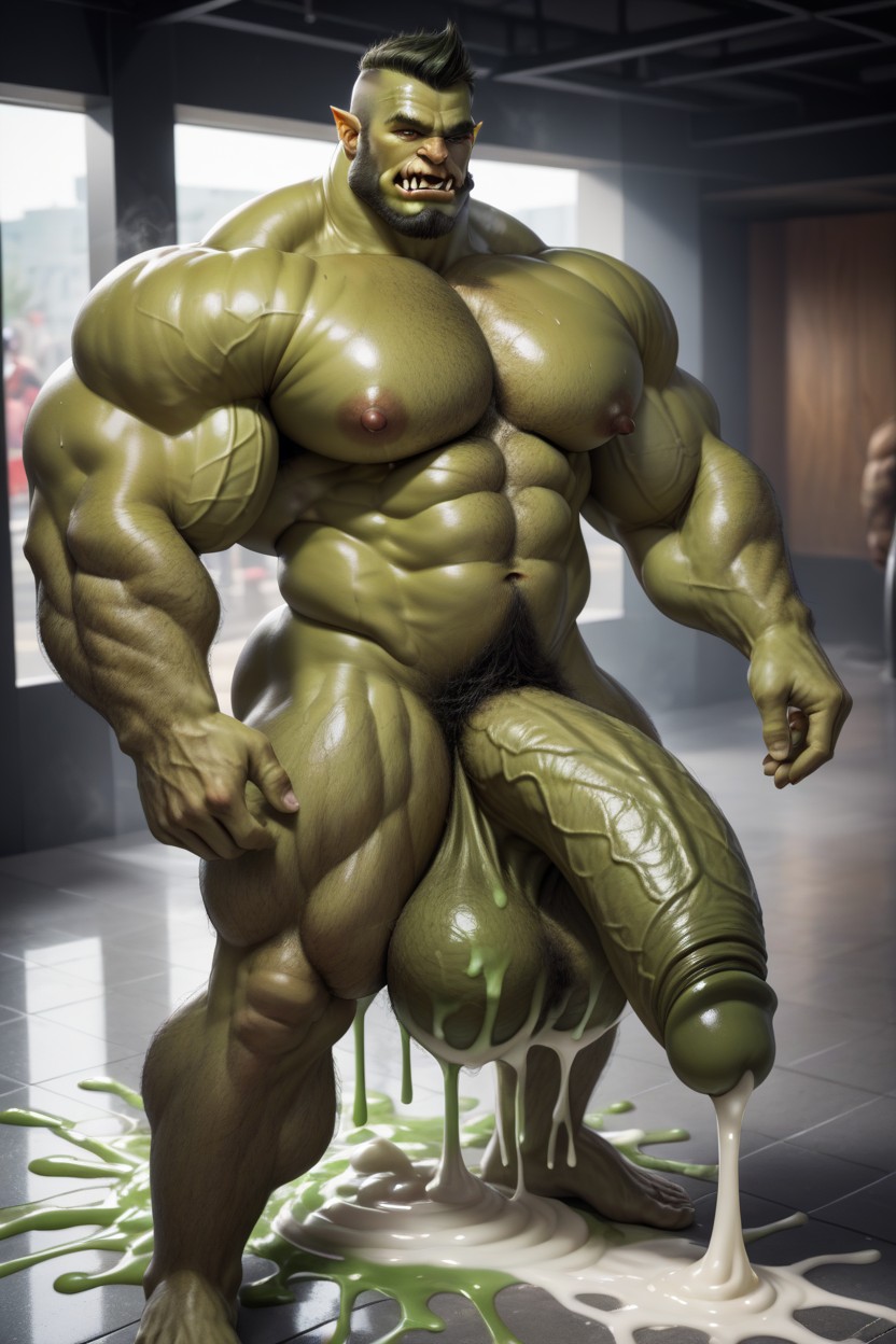 Hyper Girth, Dripping Cum, Green Perm AI Gay Porn