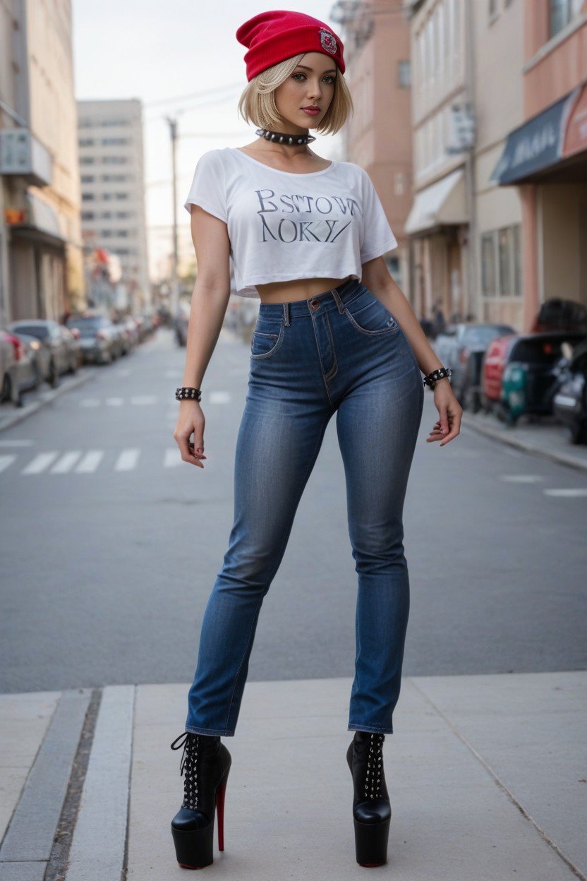 Choker, Jeans, Camiseta De Talla GrandePorno AI