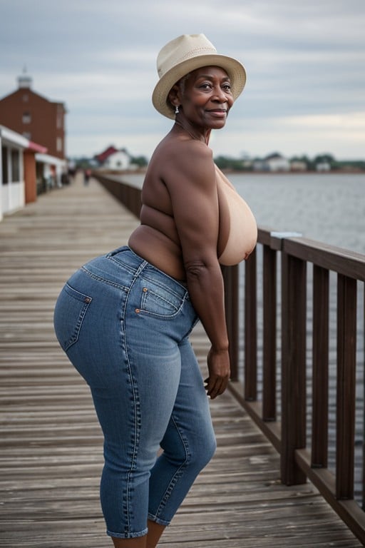 Nigerian Woman, Cuerpo Completo, Vista LateralPorno AI