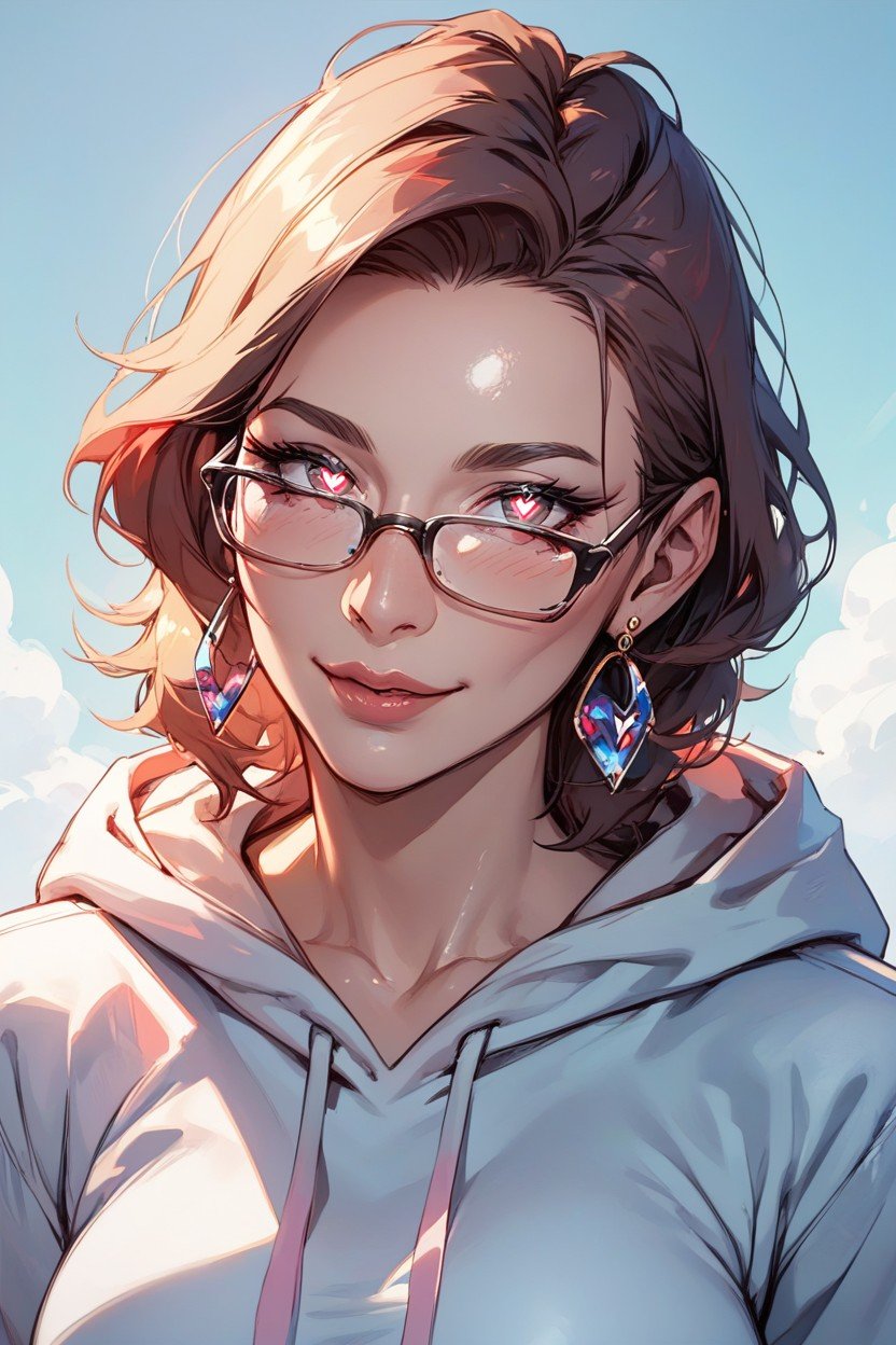 Glasses, Hoodie, Heart EyesPorno IA Hentai