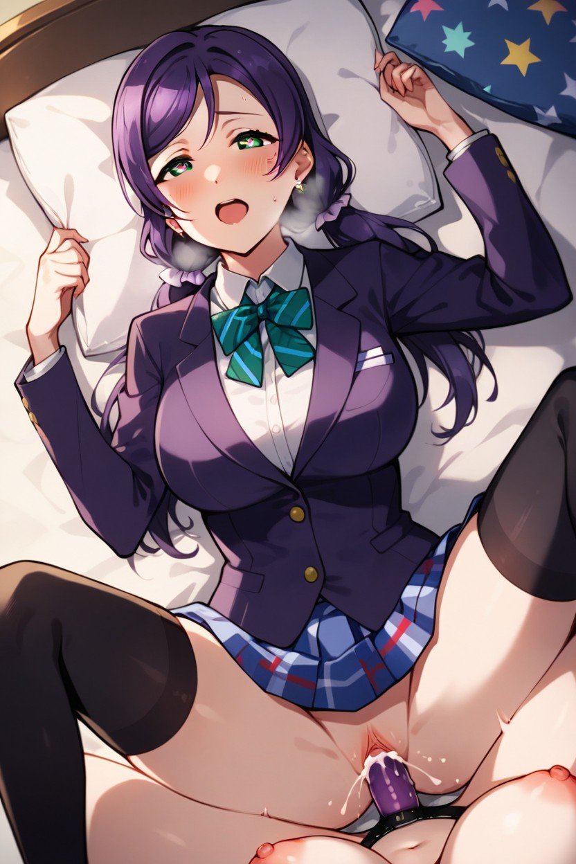 Vaginal, Blue Plaid Skirt, Nozomi Tojo From Love Live! School Festival All StarsAIポルノ