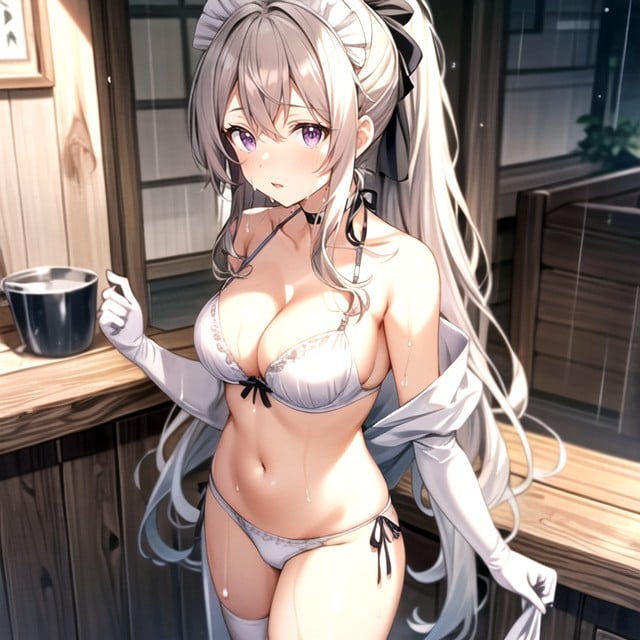 Mediano, White Maid Uniform, PonytailPorno AI Hentai