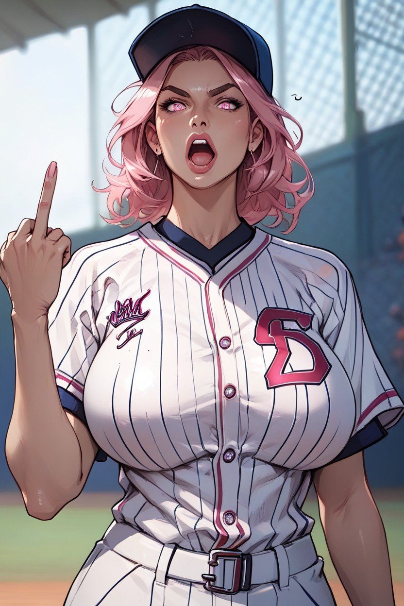 Riesige Brust, Mittlere Länge, BaseballuniformHentai KI Porno