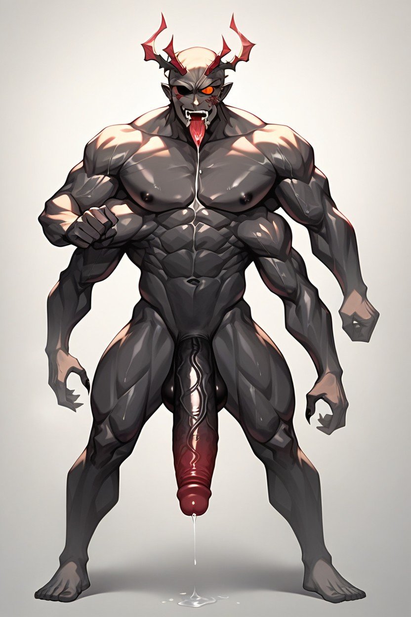 Giant Muscular Demon, Man, Grabbing StancePorno AI Hentai