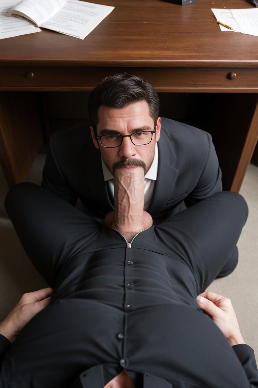 Kneeling, Cum, Suit AI Gay Porn