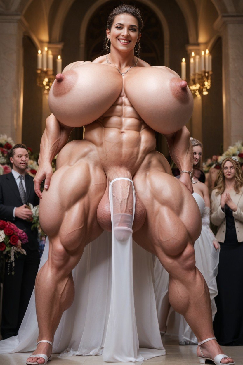 Massive Thick Futanari Massive Thick Muscular Steroid Goddess Boobs Hyper Massive Biceps Hyper Massive Lats Hyper Massive Back Smile, Many People Around, MuskulösKI Porno