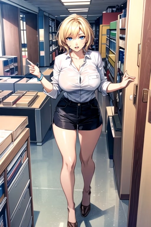 Blonde Short Hair, Big Shaggy Boobs, Office P AI Porn