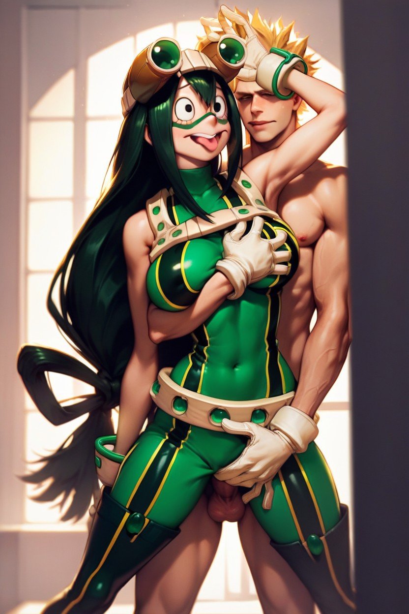 Rubbing, Sex From Behind, Tsuyu Asui From My Hero Academia Pornografia de IA