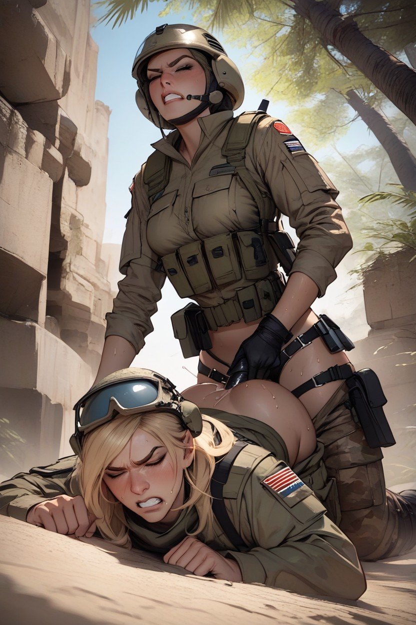 Desert Camouflage, Strap On In Ass, DoggystylePorno AI