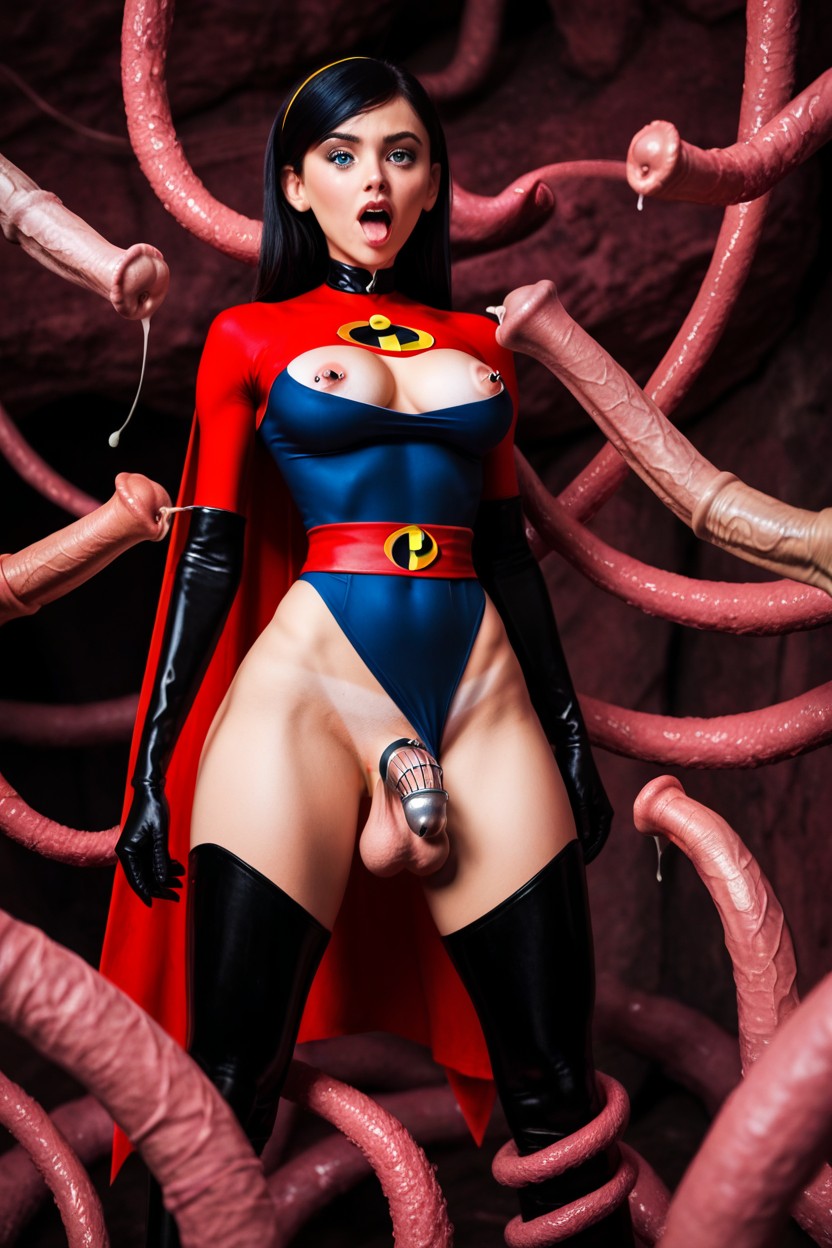 Tentacles, Flared Pony Cock, Superhero Shemale AI Porn