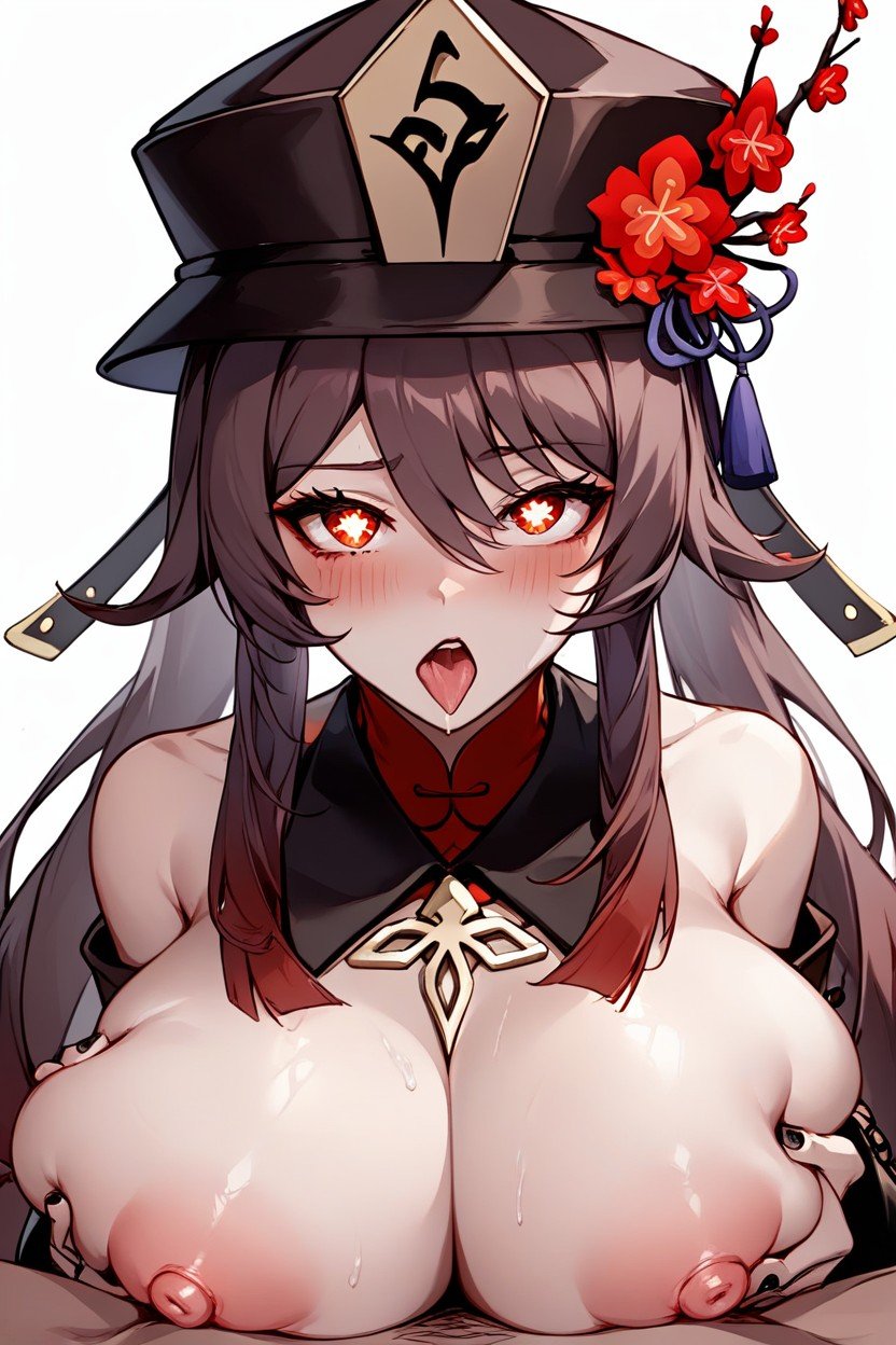 She Has Impossibly Large Breasts Massive Breasts Enormous Boobs, Hu Tao From Genshin Impact With Her Hat, Her Nipples Are LavenderAI黃片