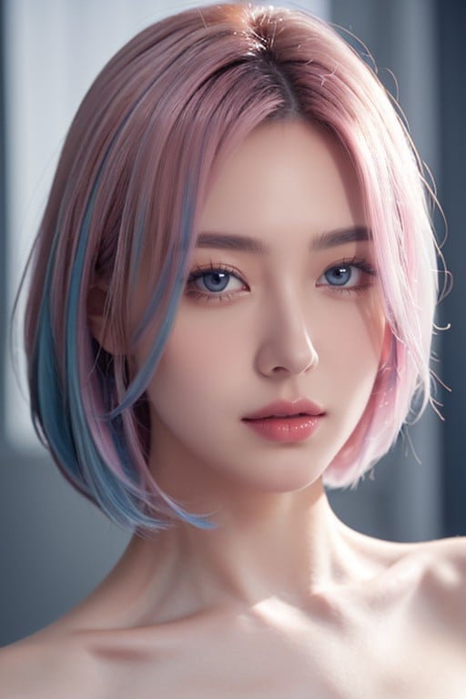 Shikimori, Pink And Blue Hair, Standing NakedPorno IA