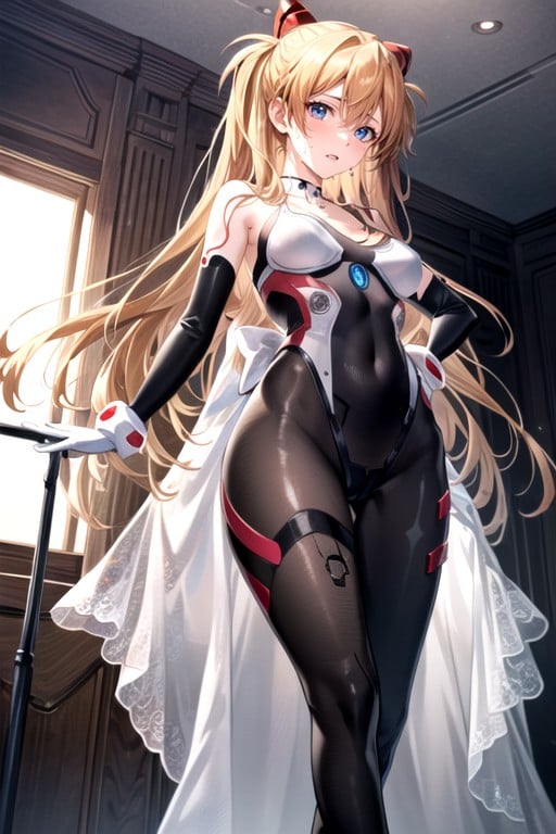 阿絲卡 (eva), Detailed Vagina With A Slit; Black Translucent Patterned Stockings With White Bows; White Gloves With A Black Pattern; Red Tattoo Of A Heart With Lines On The Face; Bare Shoulders; A Monochromatic Choker Around My Neck; On Top Of A White Veil With A Black Pattern; Cries;, Blacklinear Swimsuit In A Stretch From Shoulder To Chest To Vagina; Black And White Sleeves On The Arms; Rounded Ass; ; Sweaty; A Athletic Body; Slightly Bare Thighs; Half Naked Thighs; A BareAI黃漫