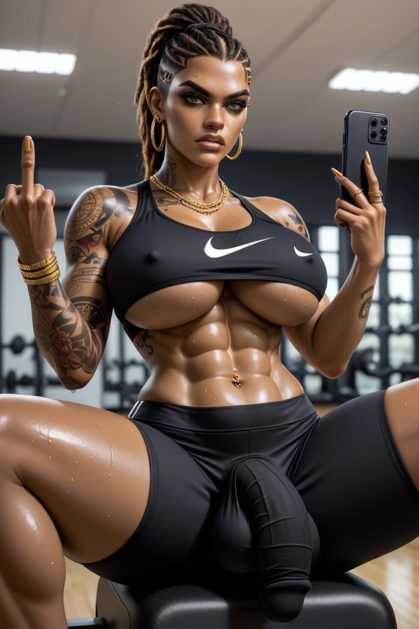Gym, Tattoo, Gold Chain Shemale AI Porn