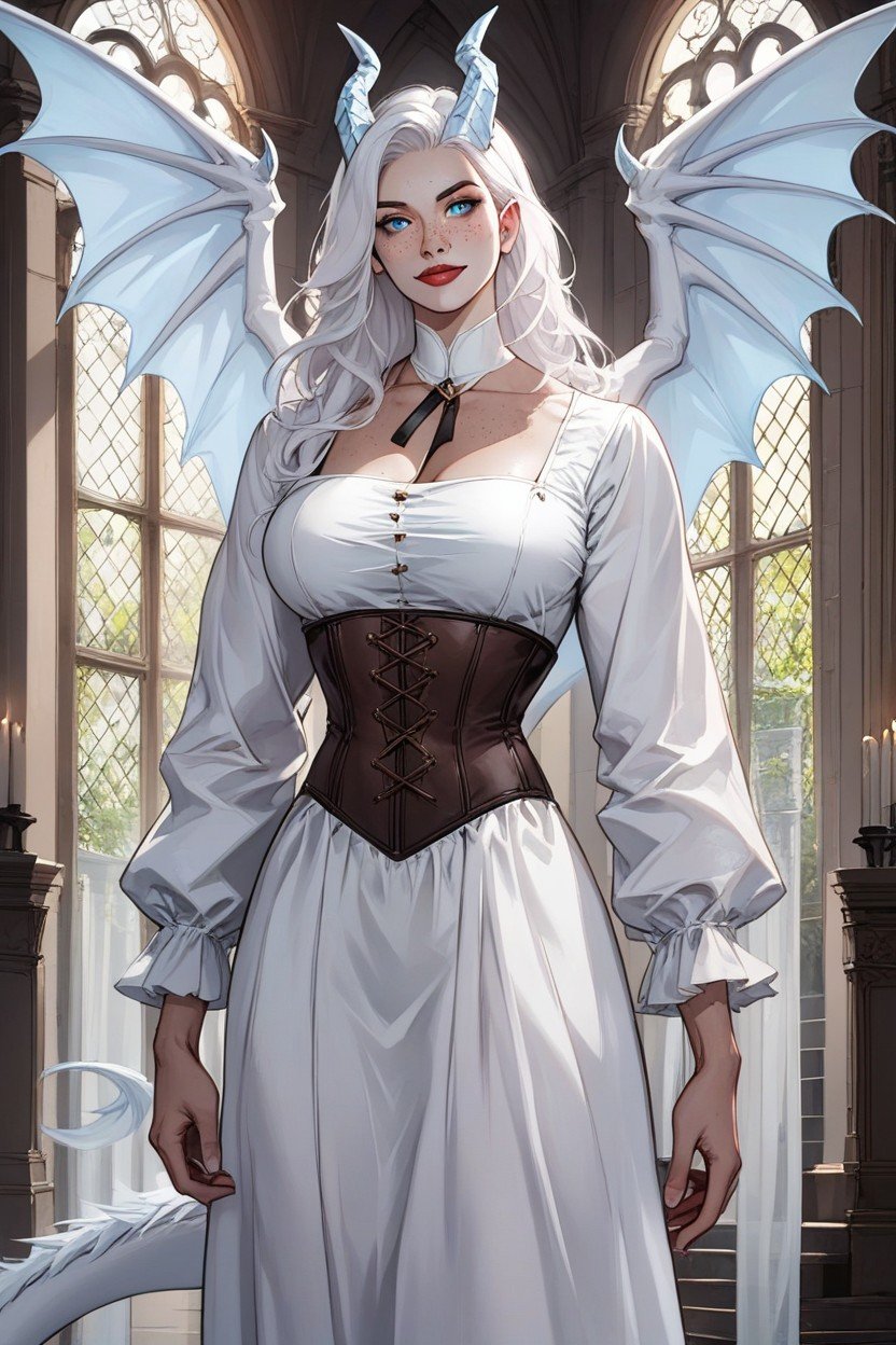 White Dragon Girl, 행복하다, 유럽 마을AI 포르노