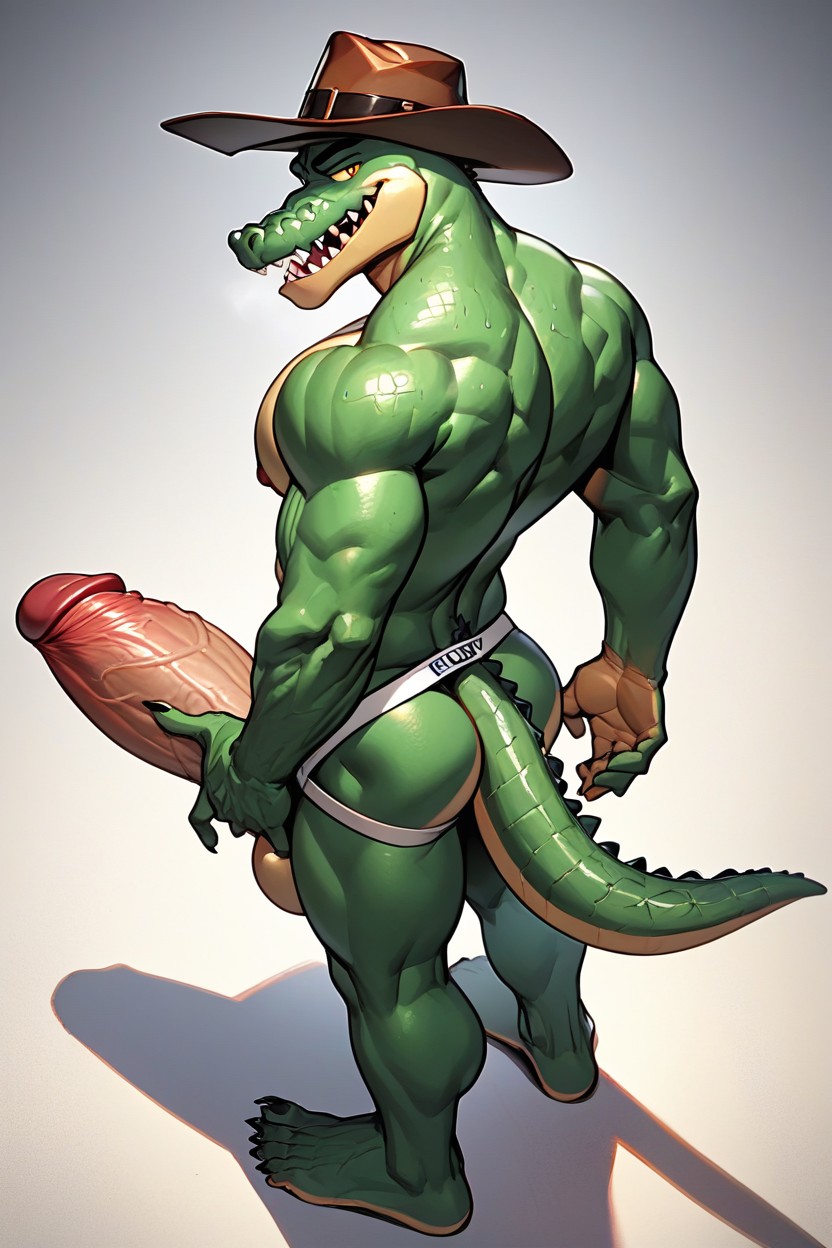 18, Furry Crocodile, Standing AI Gay Porn