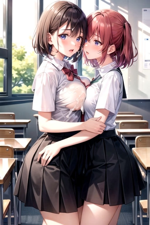 Classroom, Very Short Hair, Red Hair AI Porn