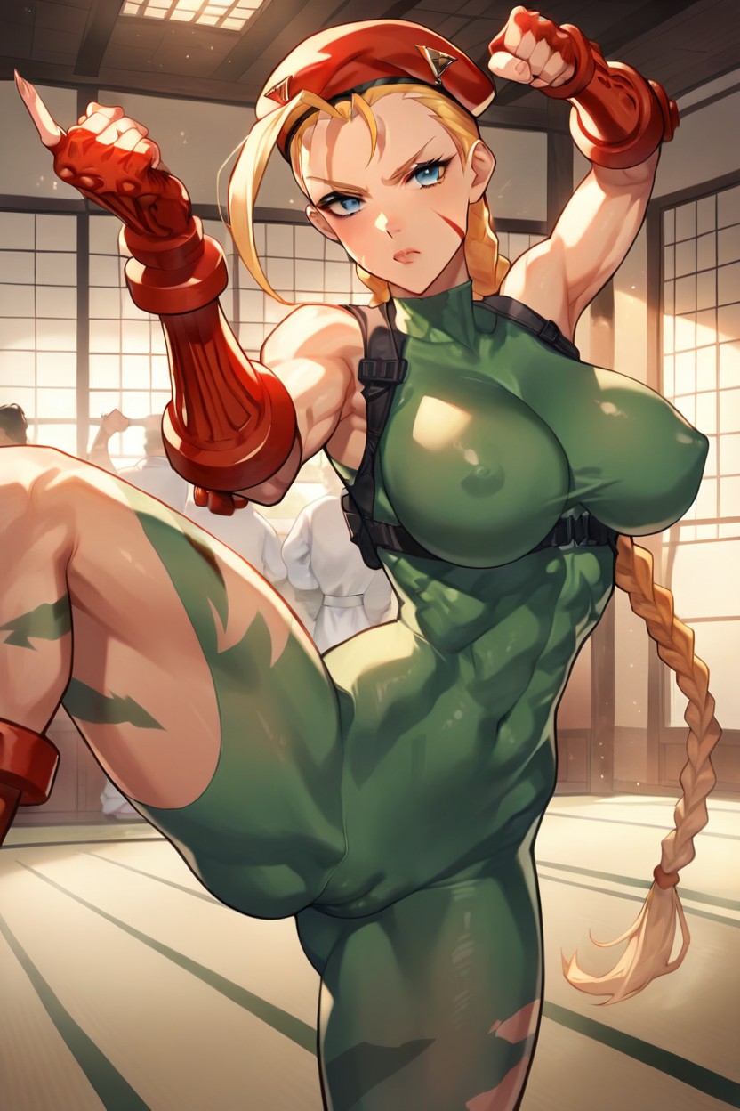 Dimly Lit, Nipple Outline, Cammy White Hentai AI Porn