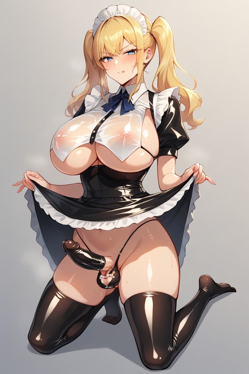 Massive Breasts, Full Body, Kneeling Shemale AI Porn