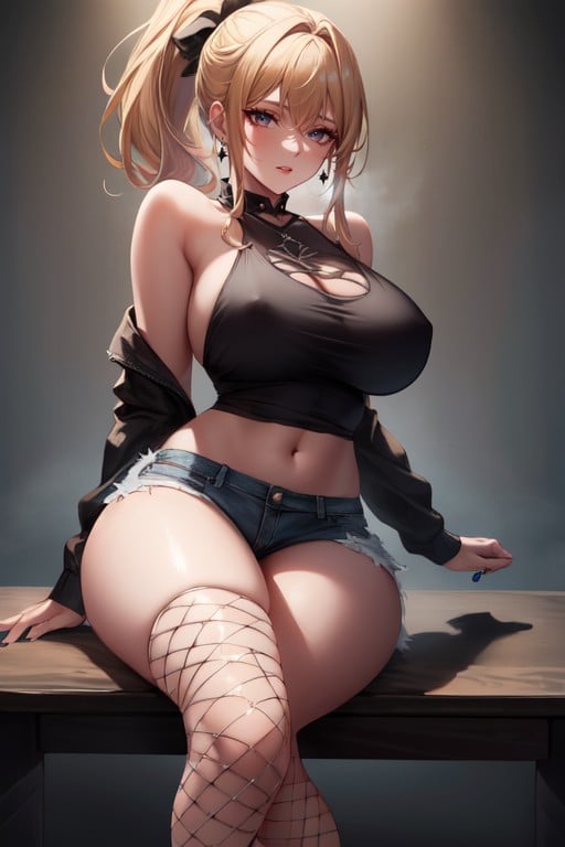 Covering Her Breasts With Her Elbows In K Resolution With Cinematic Lighting And Ray Tracing With A Simple Background, Sitting Down Legs Spread, Long Black Finger NailsPorno IA Hentai