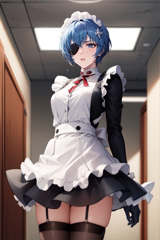 French Maid, Nylon Gloves, Eyepatch AI Porn