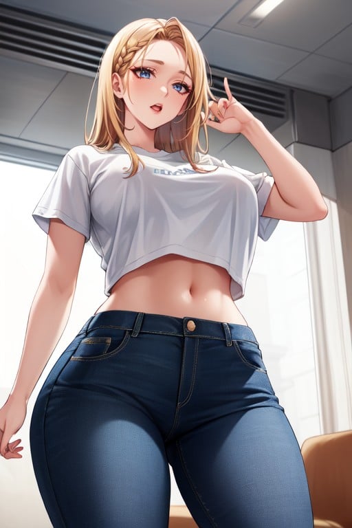 Jeans, Straight, Crop Top AI Porn