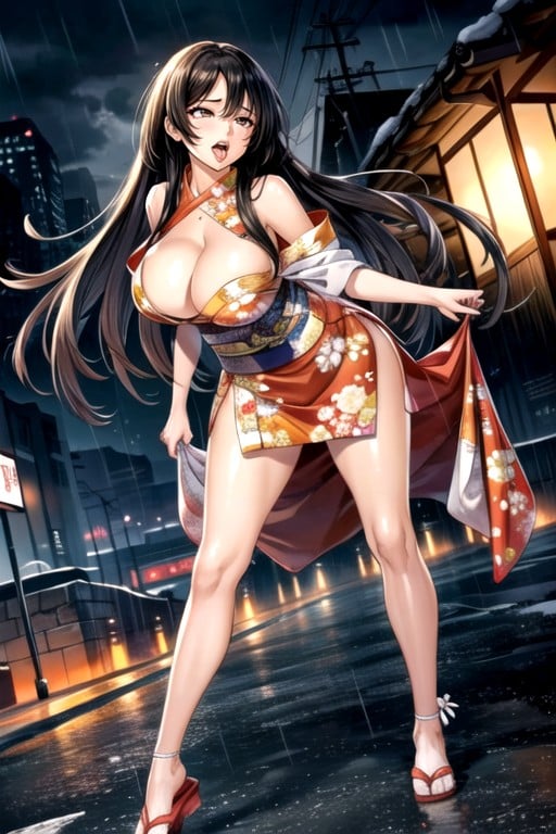 20s, Kimono, Vent Dans Les CheveuxPorno IA