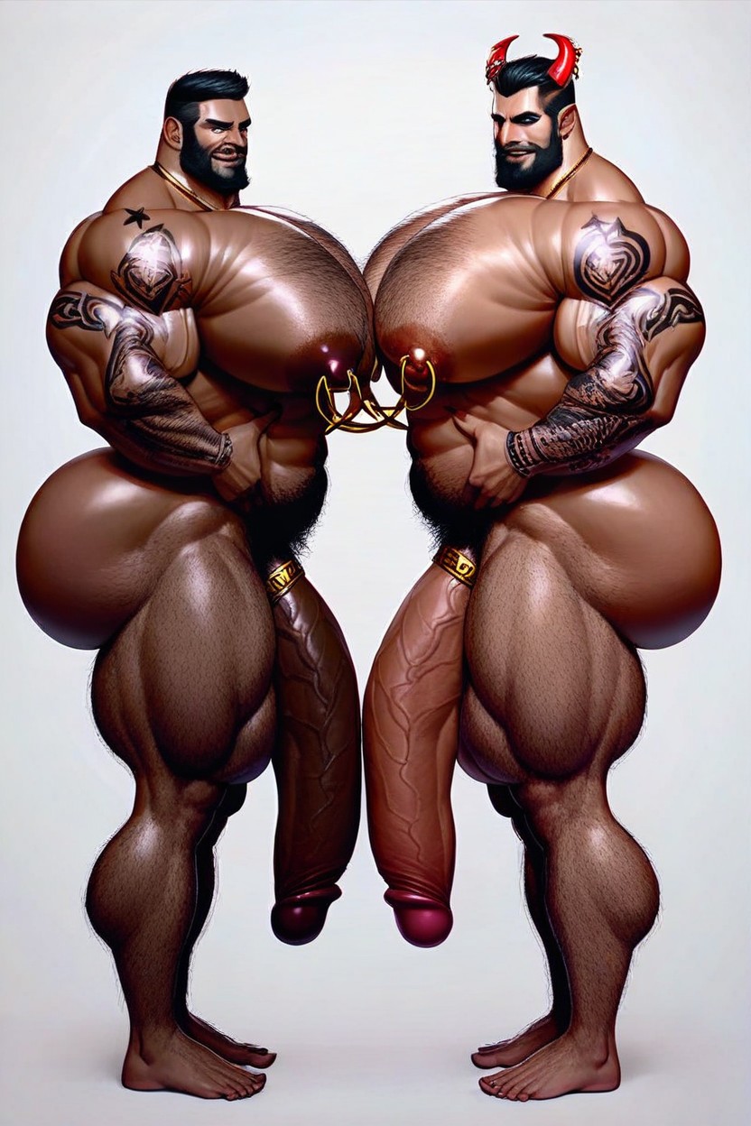 Full Body, Huge Fake Breasts, Crotch Tattoo AI Gay Porn