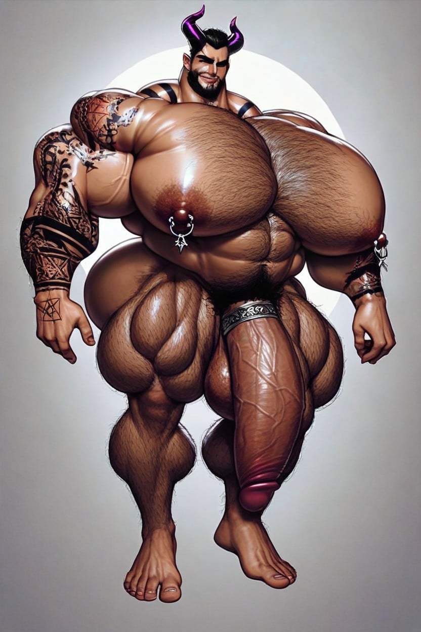 Extremely Large Nipples, Pentagram Tattoos, Pentagram AI Gay Porn
