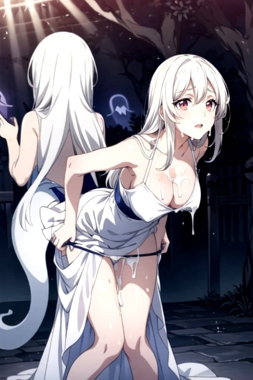 Ghost Girl, Full Body, Pulling Down Panties Hentai AI Porn