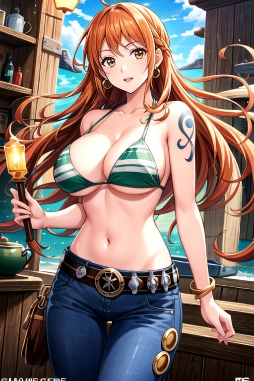 School Swim Suit, Nami (one Piece) Hentai AI Porn