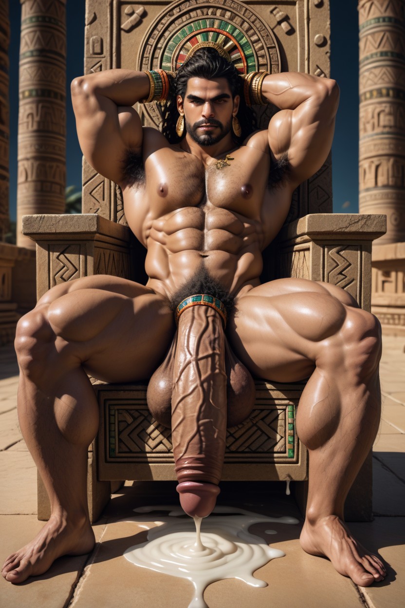 Cum Flooding Floor, Extrem Body Hair, Legs Spread AI Gay Porn