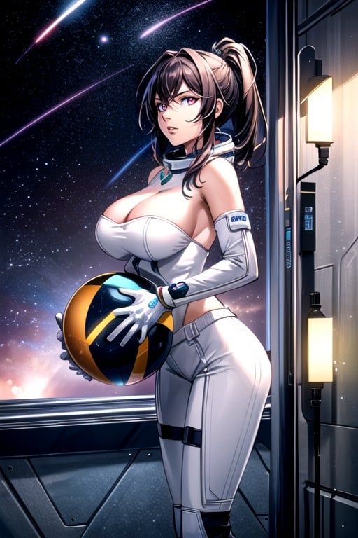 Space Suit, Ponytail, Comic AI Porn