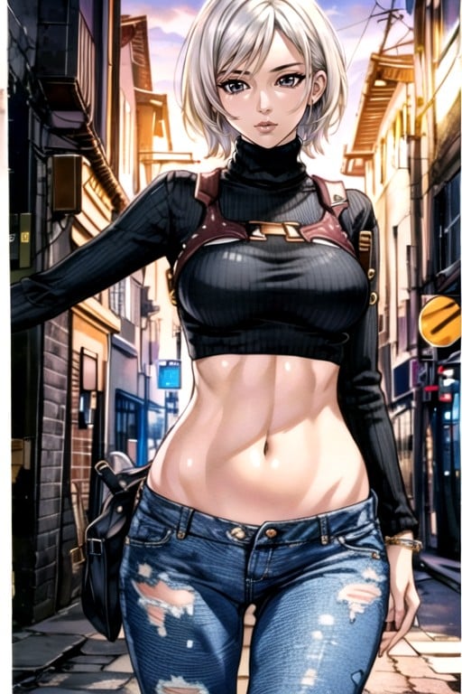 Umbigo Exposto, Manga In Color, Jeans Hentai IA pornografia