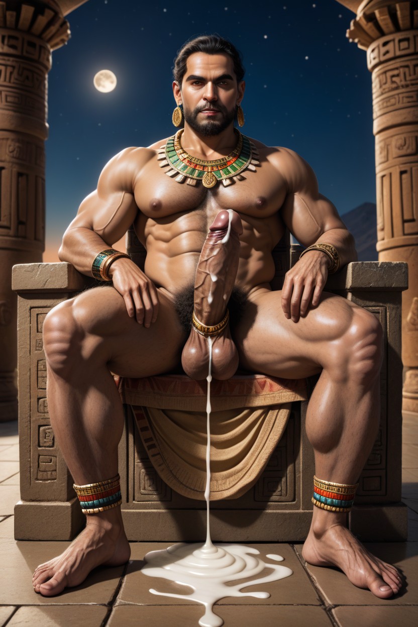 Sitting On Throne, Very Short Hair, Huge Balls AI Gay Porn